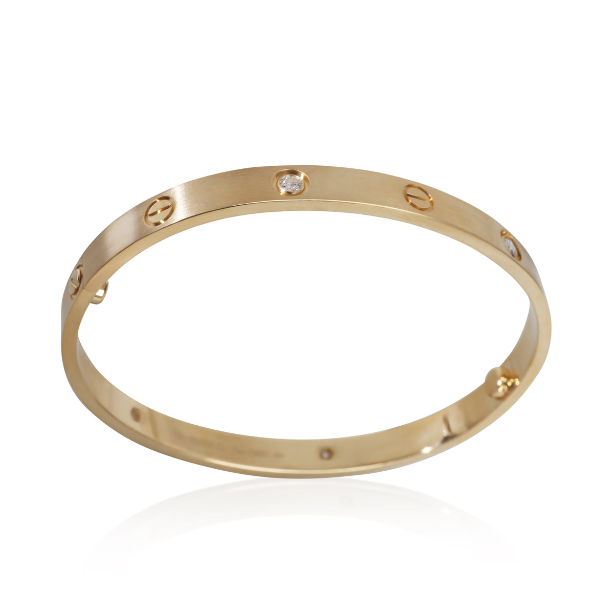 Cartier Yellow Gold Diamond Brushed Finished Love Bracelet 4