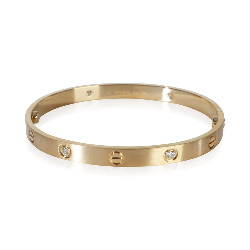 Cartier Yellow Gold Diamond Brushed Finished Love Bracelet fv