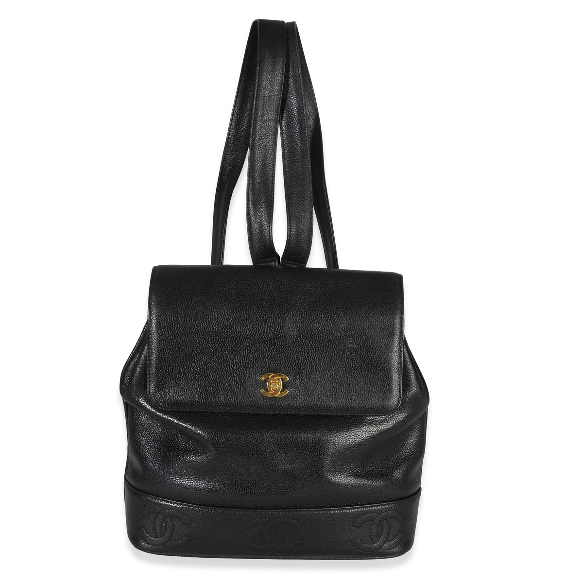 Chanel Vintage 24k Caviar Triple CC Flap Backpack Handbag id