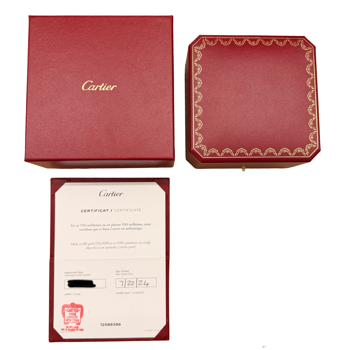 Cartier Yellow Gold  Love Bracelet box