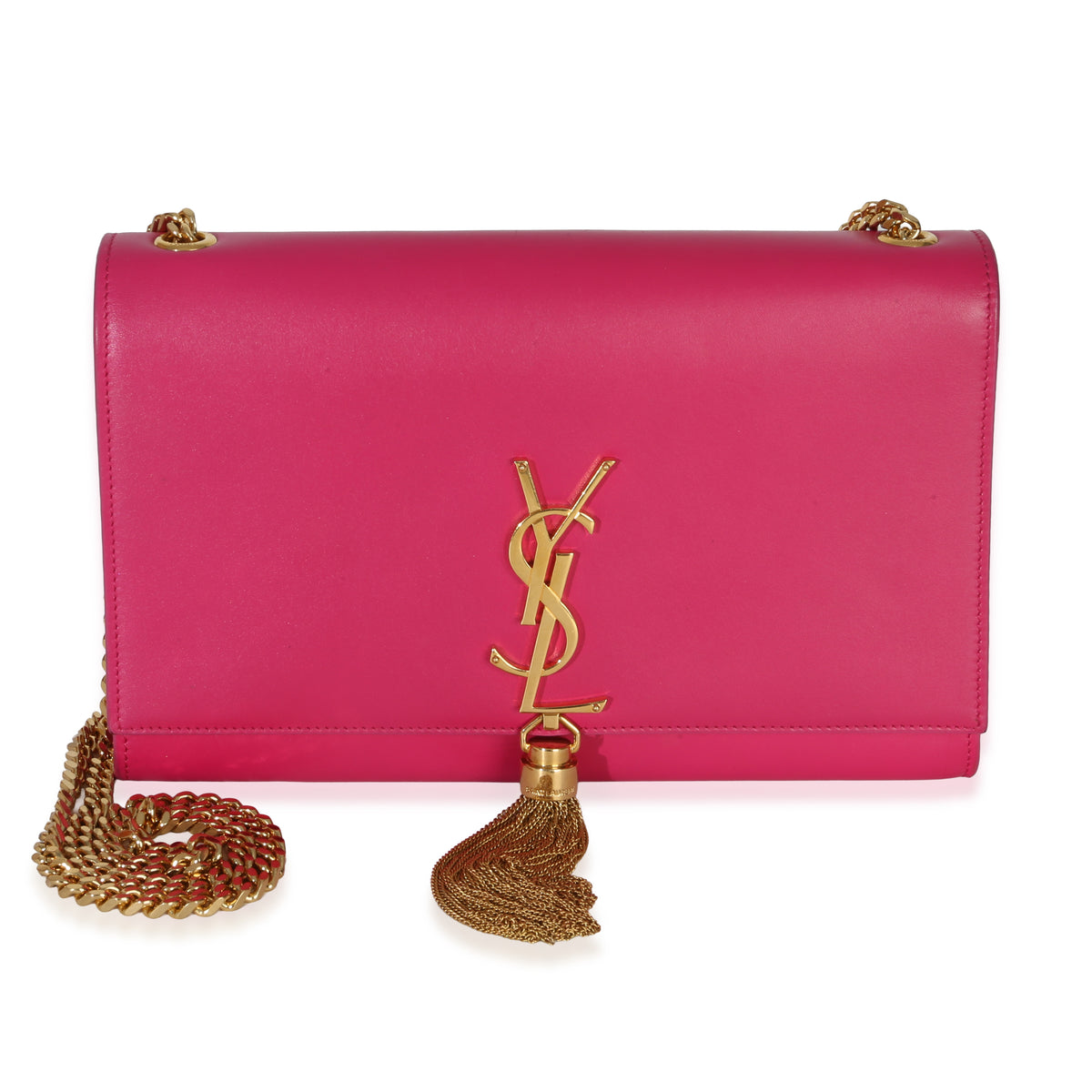 Saint Laurent Pink Smooth Calfskin Medium Kate Tassel Chain Handbag fv
