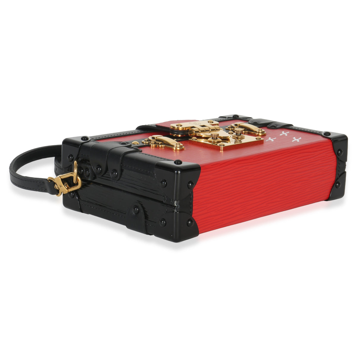 Louis Vuitton Red Black Epi Petite Malle Handbag clasp