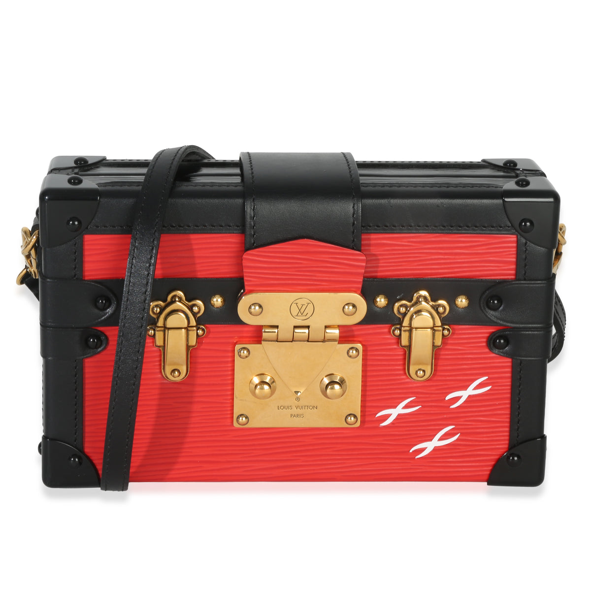 Louis Vuitton Red Black Epi Petite Malle Handbag fv