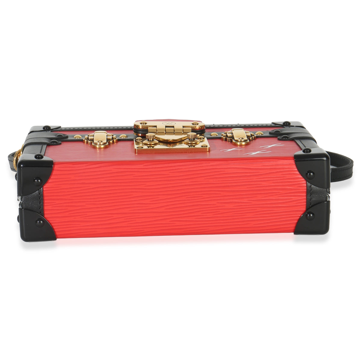 Louis Vuitton Red Black Epi Petite Malle Handbag stamp