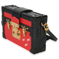 Louis Vuitton Red Black Epi Petite Malle Handbag sv