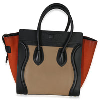 Celine Beige Multicolor Drummed Calfskin Nubuck Nano Luggage Tote Handbag bv
