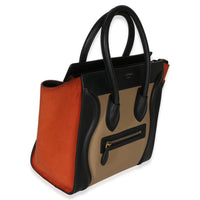 Celine Beige Multicolor Drummed Calfskin Nubuck Nano Luggage Tote Handbag pv