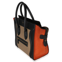 Celine Beige Multicolor Drummed Calfskin Nubuck Nano Luggage Tote Handbag sv
