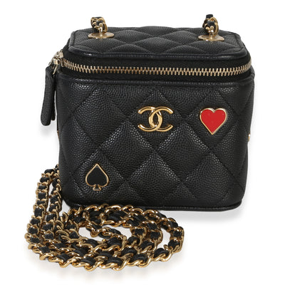 Chanel Black Quilted Caviar Mini  Coco Casino Vanity Case With Chain Handbag id