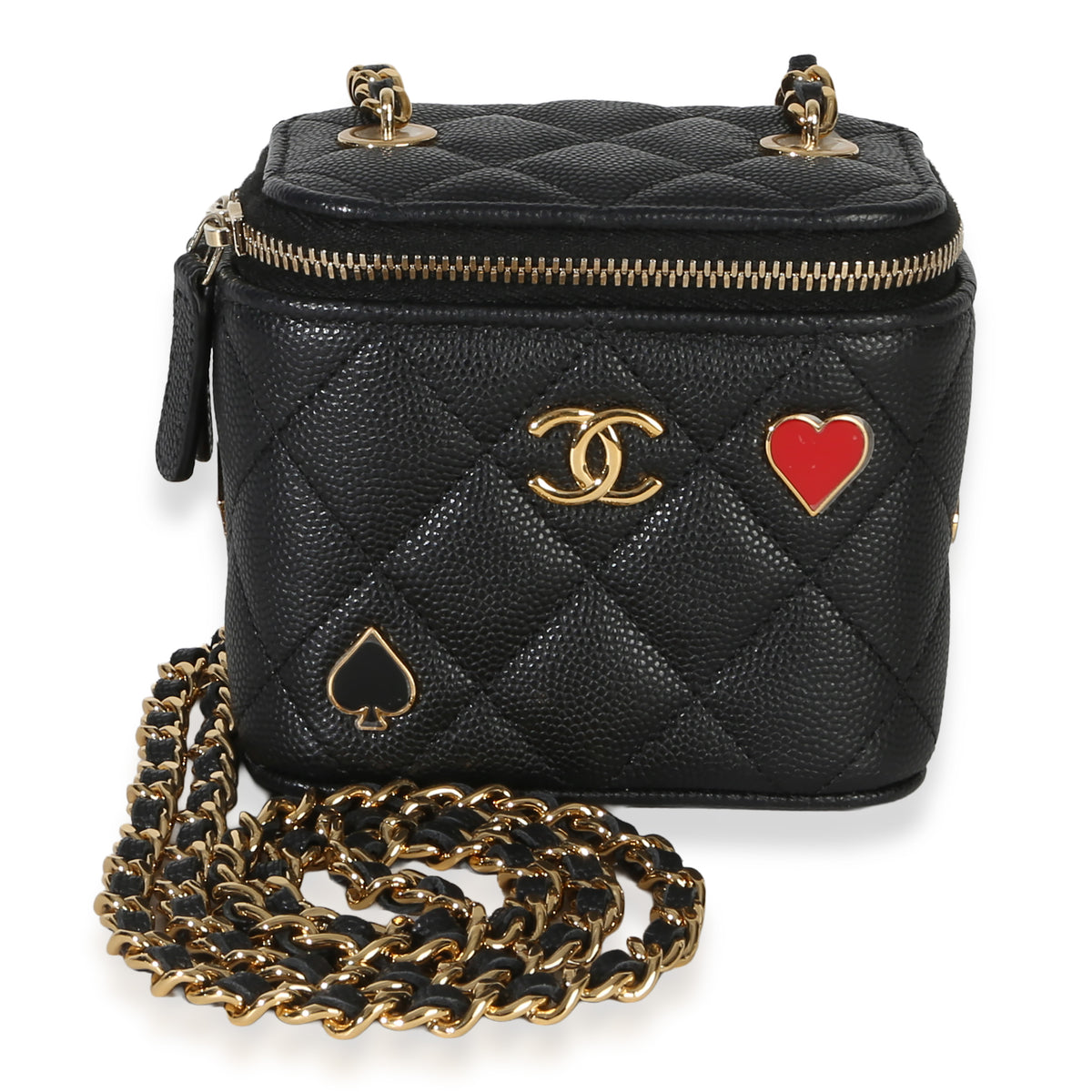 Chanel Black Quilted Caviar Mini  Coco Casino Vanity Case With Chain Handbag id