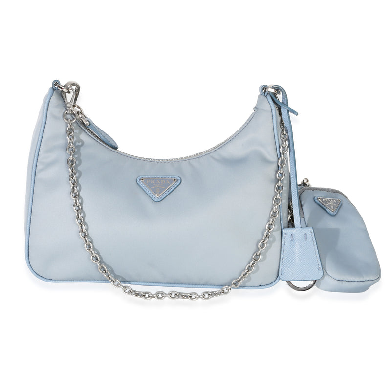 Prada Blue Nylon Saffiano Leather Re Edition 2005 Handbag fv
