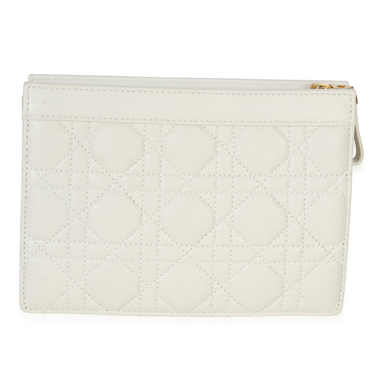 Christian Dior Cream Calfskin Cannage Caro Every Dior Pouch Handbag bv
