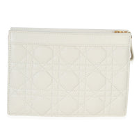 Christian Dior Cream Calfskin Cannage Caro Every Dior Pouch Handbag bv