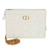 Christian Dior Cream Calfskin Cannage Caro Every Dior Pouch Handbag fv