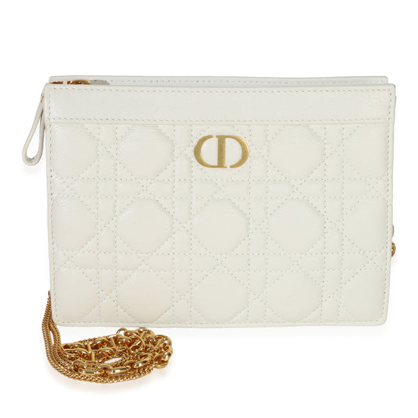 【美品】Dior Caro Every Dior Christian Dior Cream Calfskin Cannage Caro Every Dior Pouch