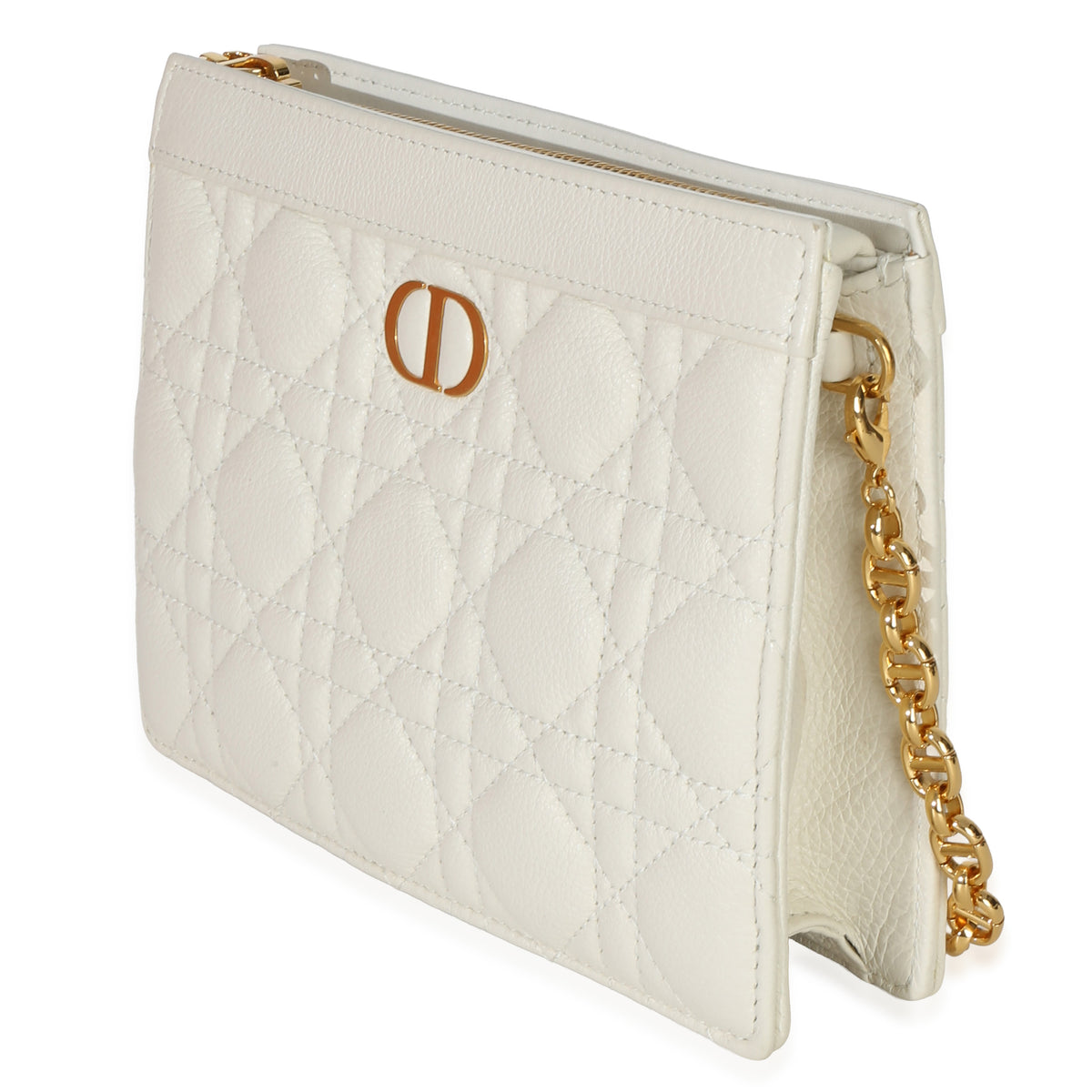 Christian Dior Cream Calfskin Cannage Caro Every Dior Pouch Handbag sv