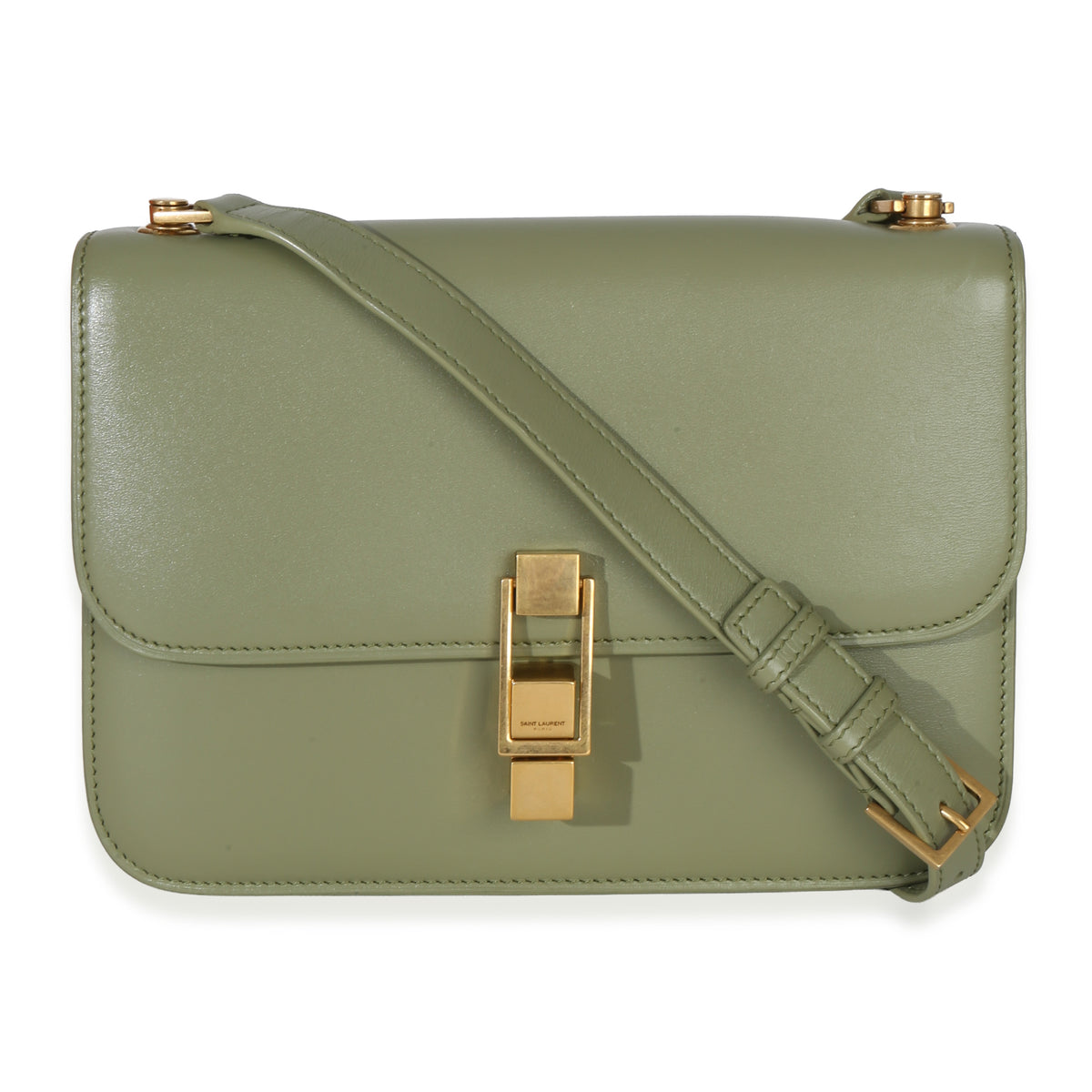 Saint Laurent Light Green Smooth Calfskin Le Carre Satchel Handbag fv