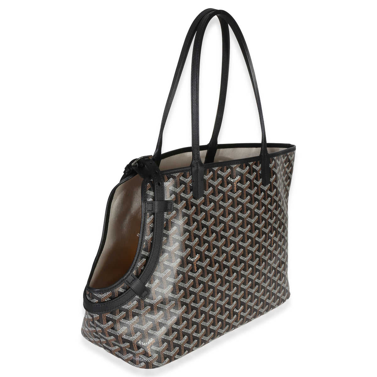 Goyard Black ine Canvas Chien Gris Pet Carrier Tote Handbag pv