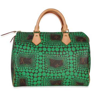 Louis Vuitton Green Monogram Kusama Town Speedy 30 Handbag id