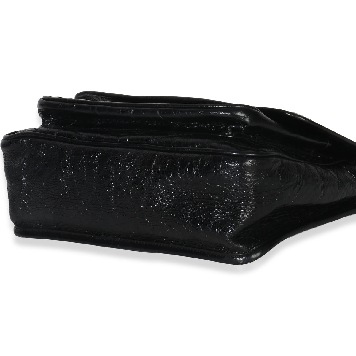 Saint Laurent Black Crinkled Calfskin Matelasse Medium Niki Chain Satchel Handbag box