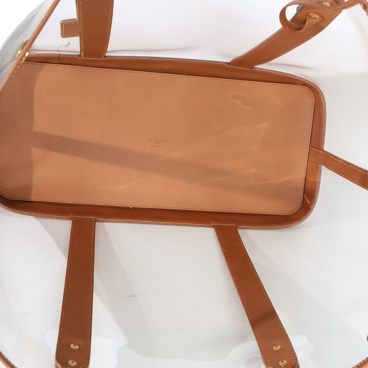 Saint Laurent Brown Calfskin Vinyl Cabas Tote Handbag av