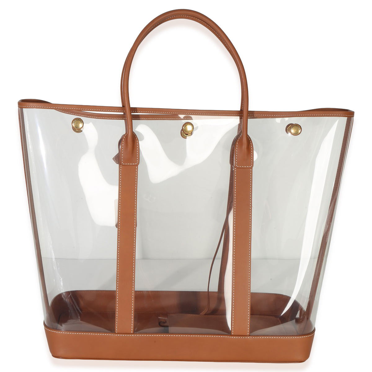 Saint Laurent Brown Calfskin Vinyl Cabas Tote Handbag bv