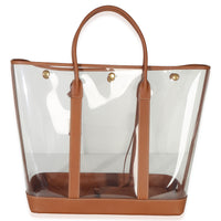 Saint Laurent Brown Calfskin Vinyl Cabas Tote Handbag bv