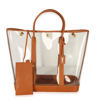 Saint Laurent Brown Calfskin Vinyl Cabas Tote Handbag fv
