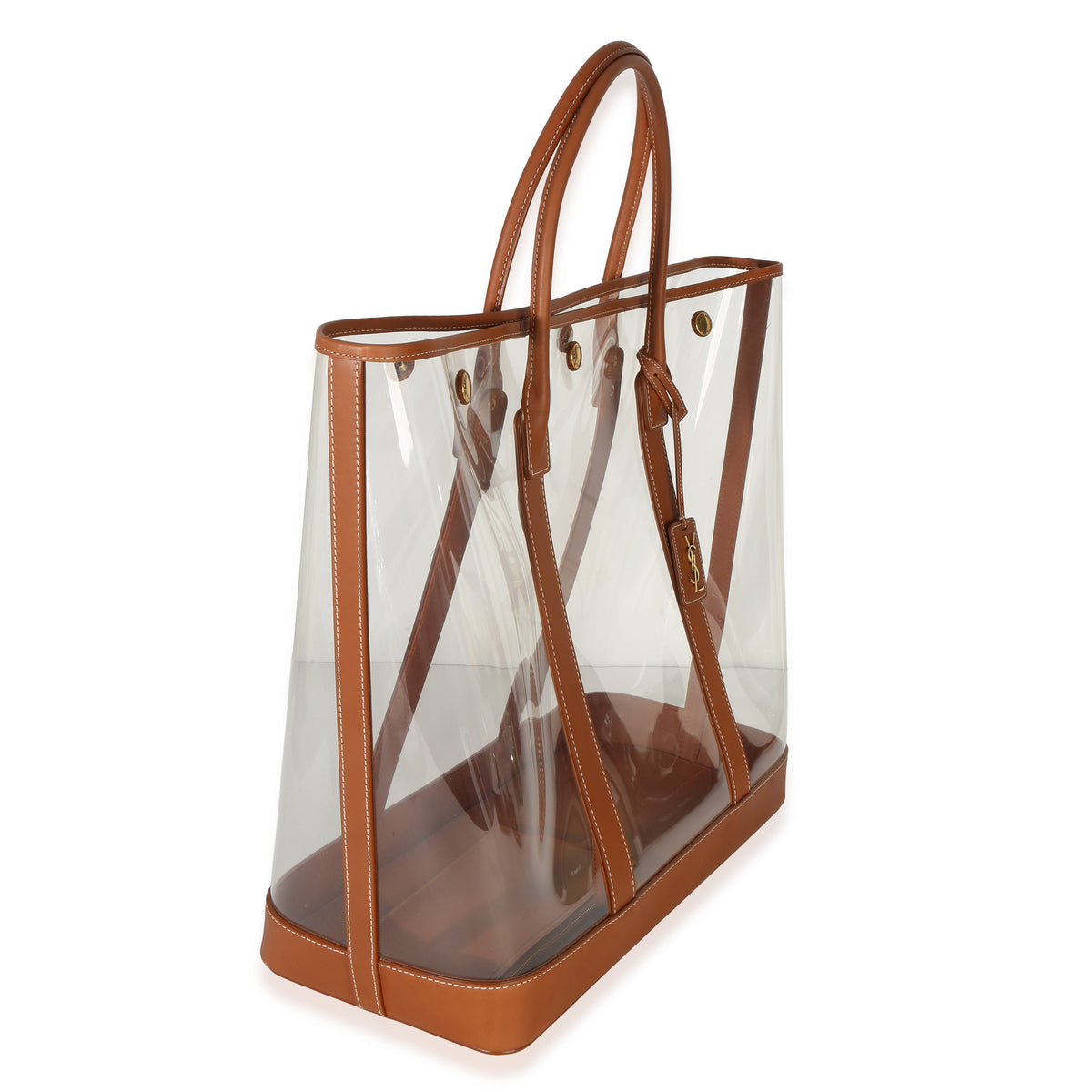 Saint Laurent Brown Calfskin Vinyl Cabas Tote Handbag pv