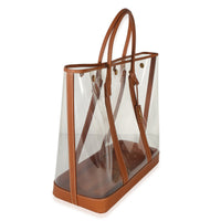 Saint Laurent Brown Calfskin Vinyl Cabas Tote Handbag pv