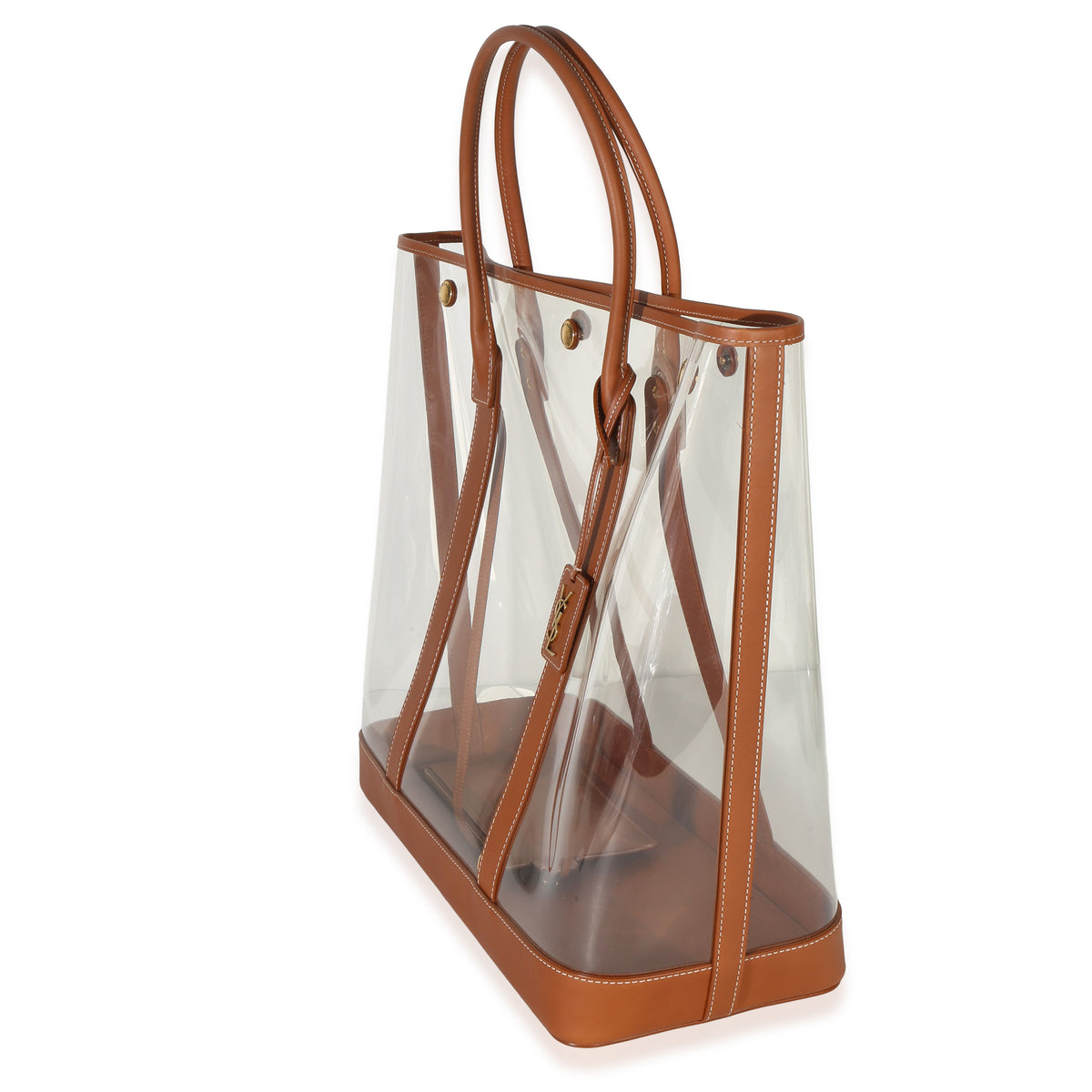 Saint Laurent Brown Calfskin Vinyl Cabas Tote Handbag sv