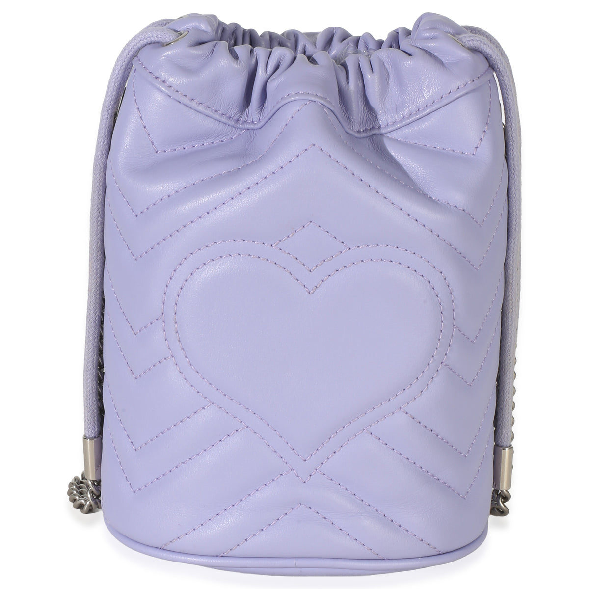 Gucci Purple Matelasse Calfskin Mini GG Marmont 2.0 Bucket Bag Handbag bv