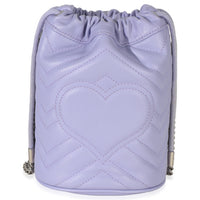 Gucci Purple Matelasse Calfskin Mini GG Marmont 2.0 Bucket Bag Handbag bv