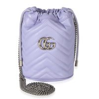 Gucci Purple Matelasse Calfskin Mini GG Marmont 2.0 Bucket Bag Handbag fv