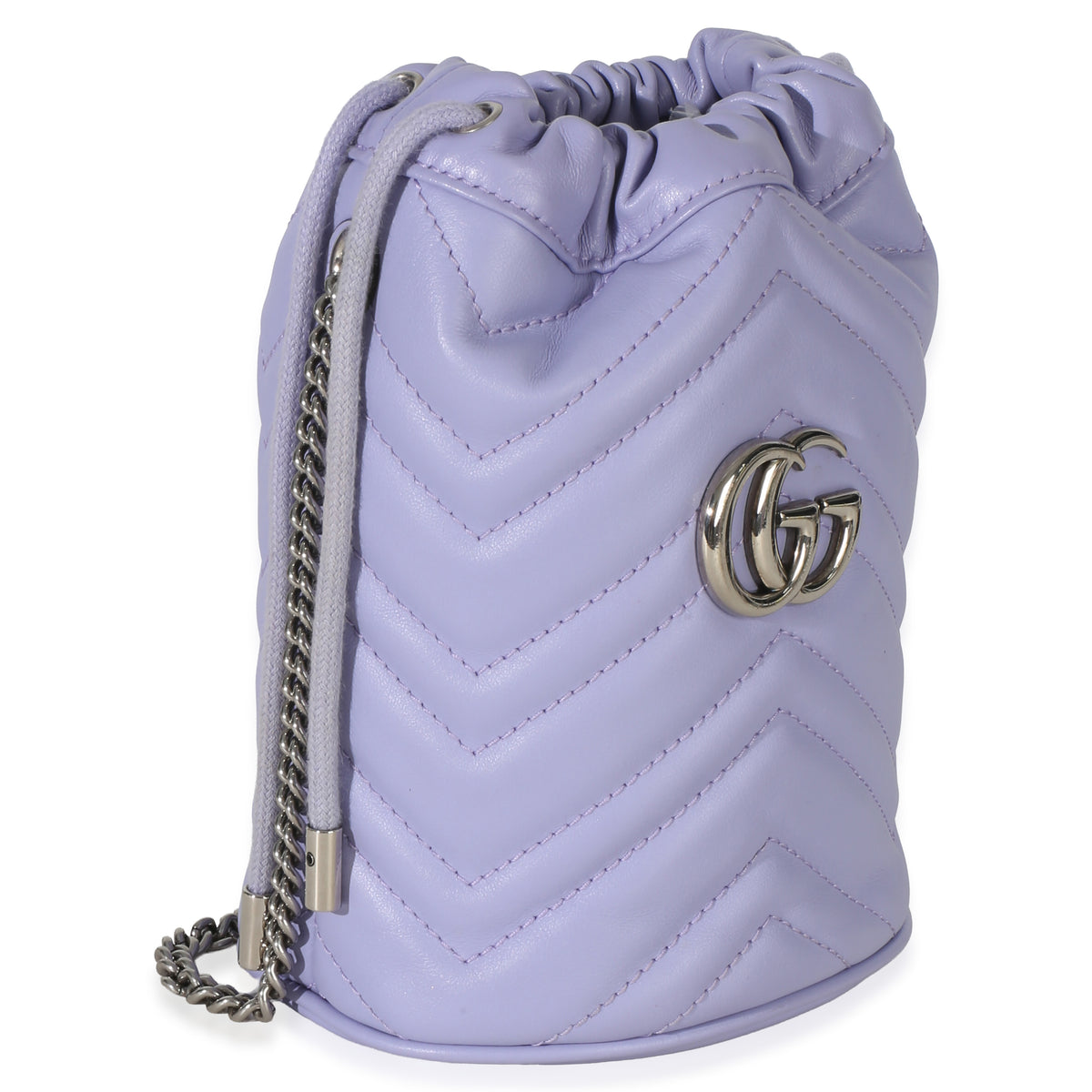 Gucci Purple Matelasse Calfskin Mini GG Marmont 2.0 Bucket Bag Handbag pv
