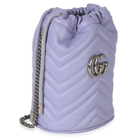 Gucci Purple Matelasse Calfskin Mini GG Marmont 2.0 Bucket Bag Handbag pv