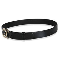 Chanel Black Crumpled Calfskin Pearl CC Buckle Belt 85/34 2