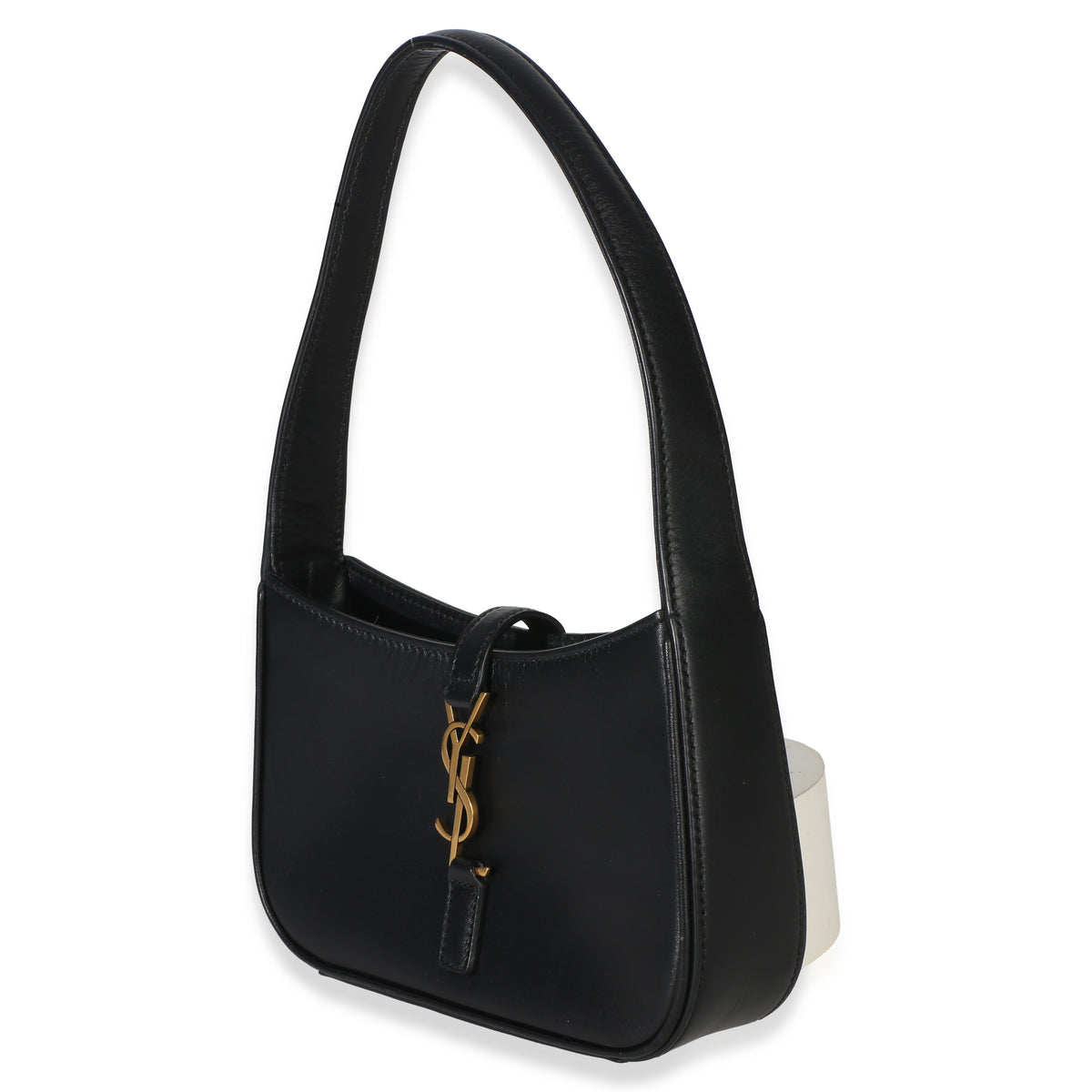 Saint Laurent Black Smooth Calfskin Mini Le 5 A 7 Hobo Handbag sv