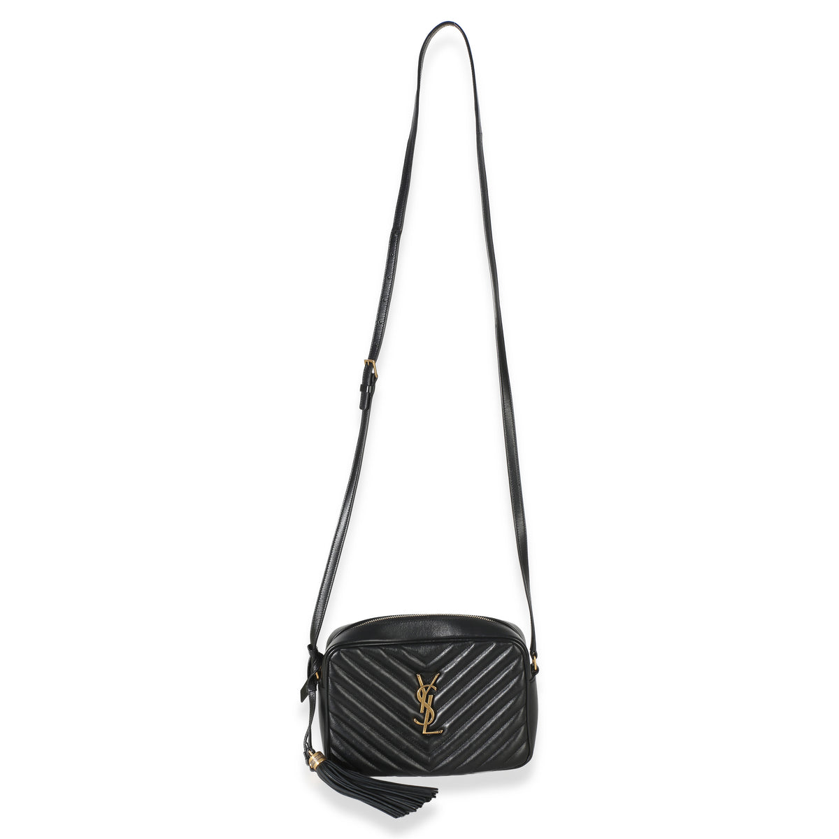 Saint Laurent Black Matelasse Calfskin Lou Camera Bag Handbag av