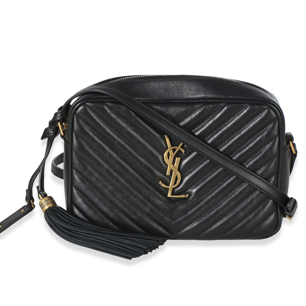 Saint Laurent Black Matelasse Calfskin Lou Camera Bag Handbag fv