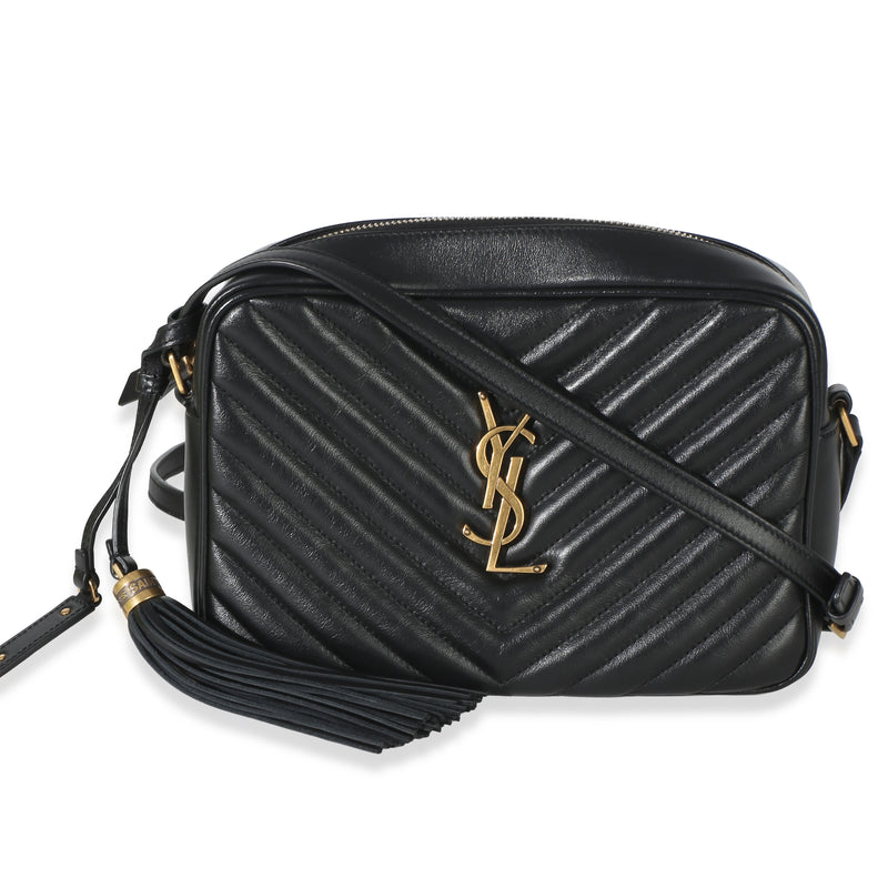 Saint Laurent Black Matelasse Calfskin Lou Camera Bag Handbag id