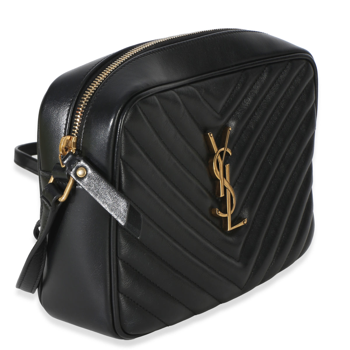 Saint Laurent Black Matelasse Calfskin Lou Camera Bag Handbag pv