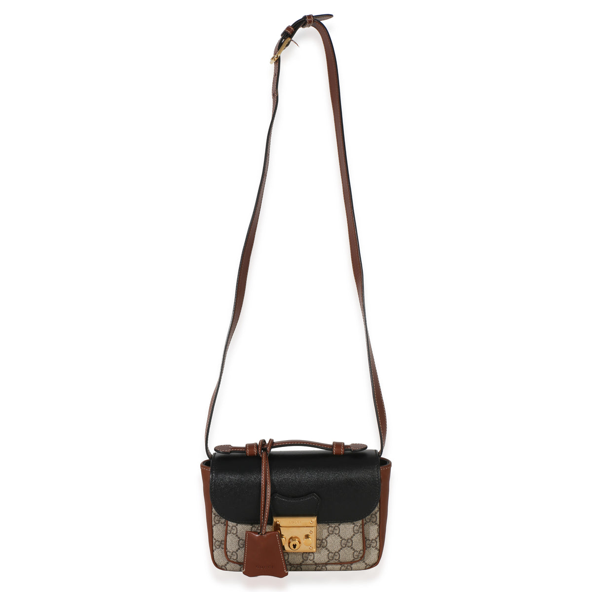 Gucci Black Ebony GG Supreme Monogram Calfskin New Sakai Mini Padlock Bag Handbag av