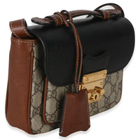 Gucci Black Ebony GG Supreme Monogram Calfskin New Sakai Mini Padlock Bag Handbag pv
