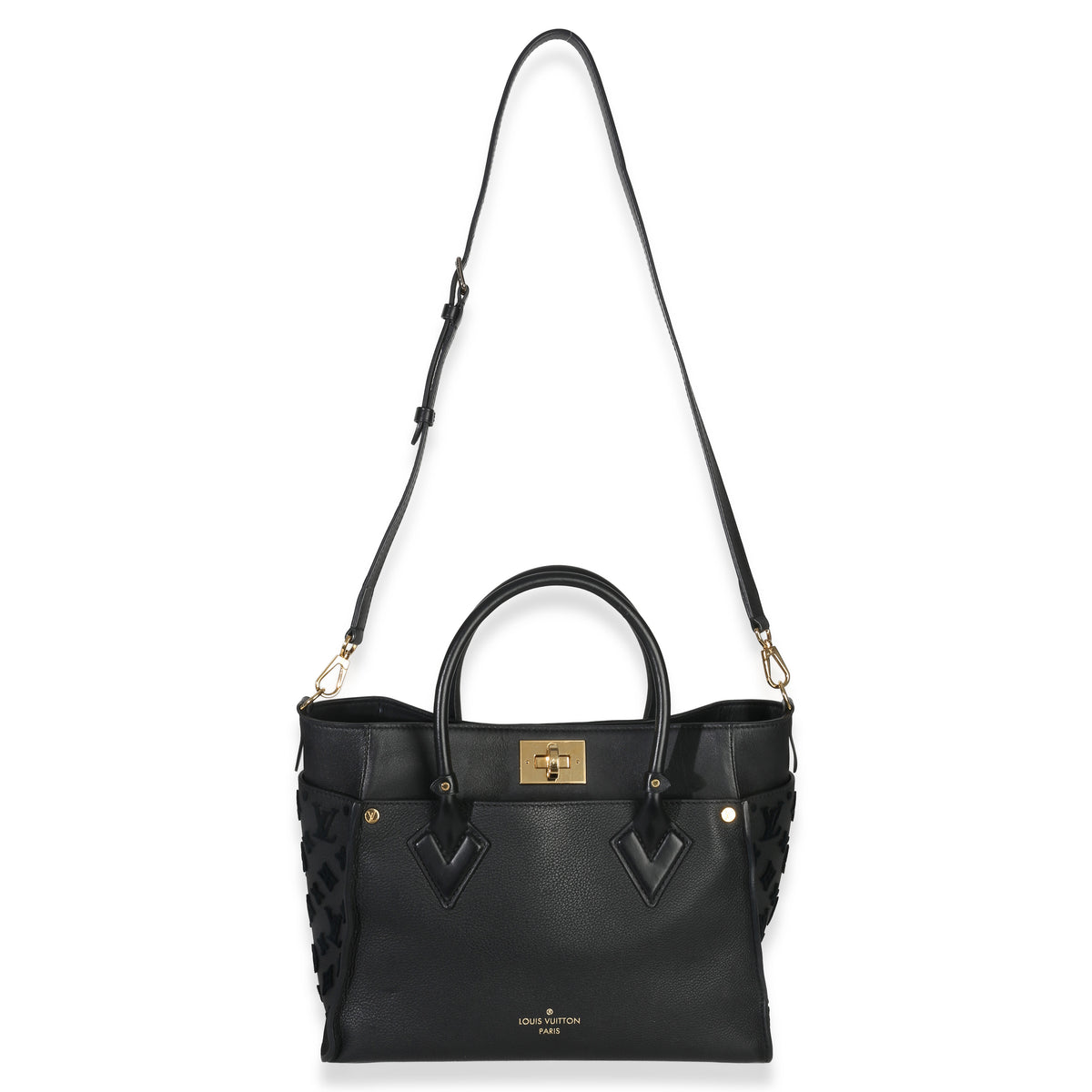 Louis Vuitton Black Calfskin Monogram Tufting On My Side MM Handbag av