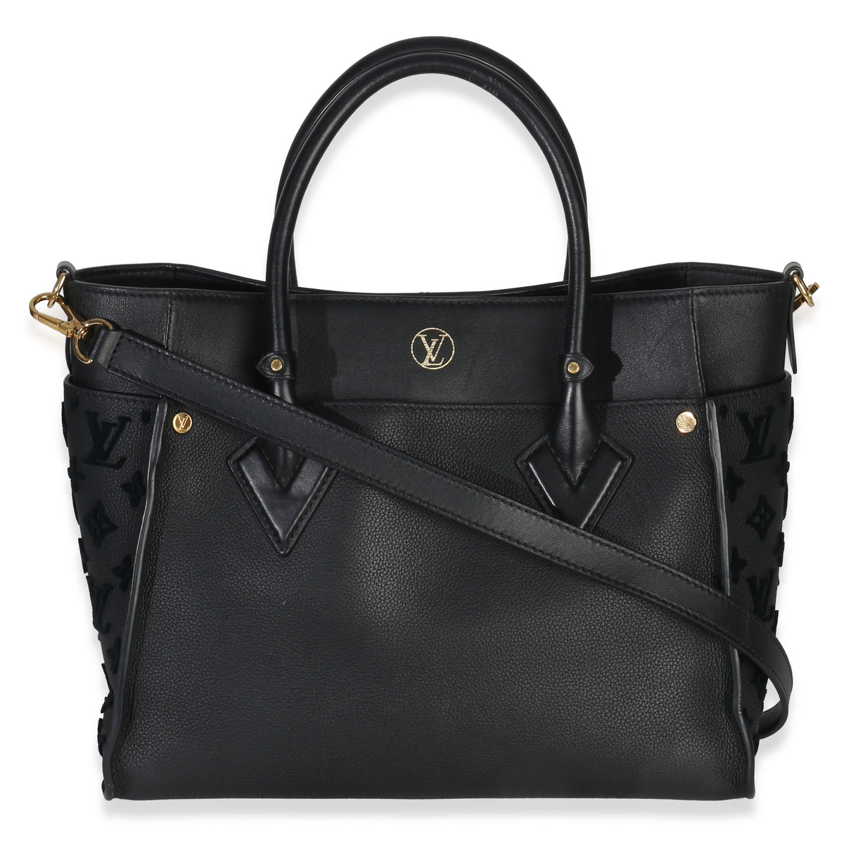 Louis Vuitton Black Calfskin Monogram Tufting On My Side MM Handbag bv