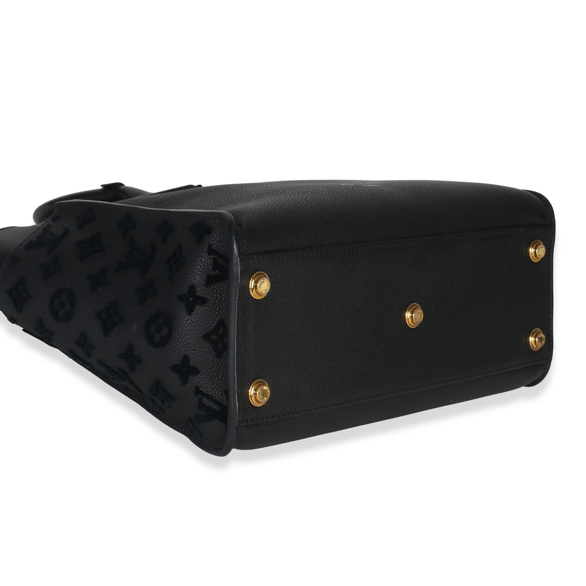 Louis Vuitton Black Calfskin Monogram Tufting On My Side MM Handbag clasp