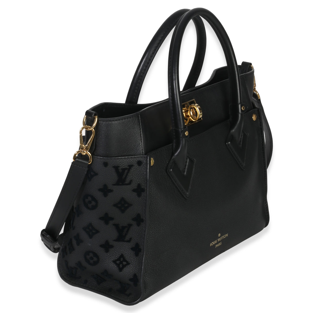 Louis Vuitton Black Calfskin Monogram Tufting On My Side MM Handbag pv