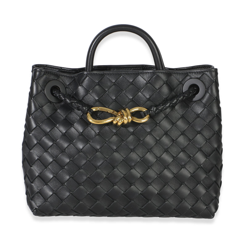Bottega Veneta Black Nappa Intrecciato Small Andiamo Bag Handbag fv