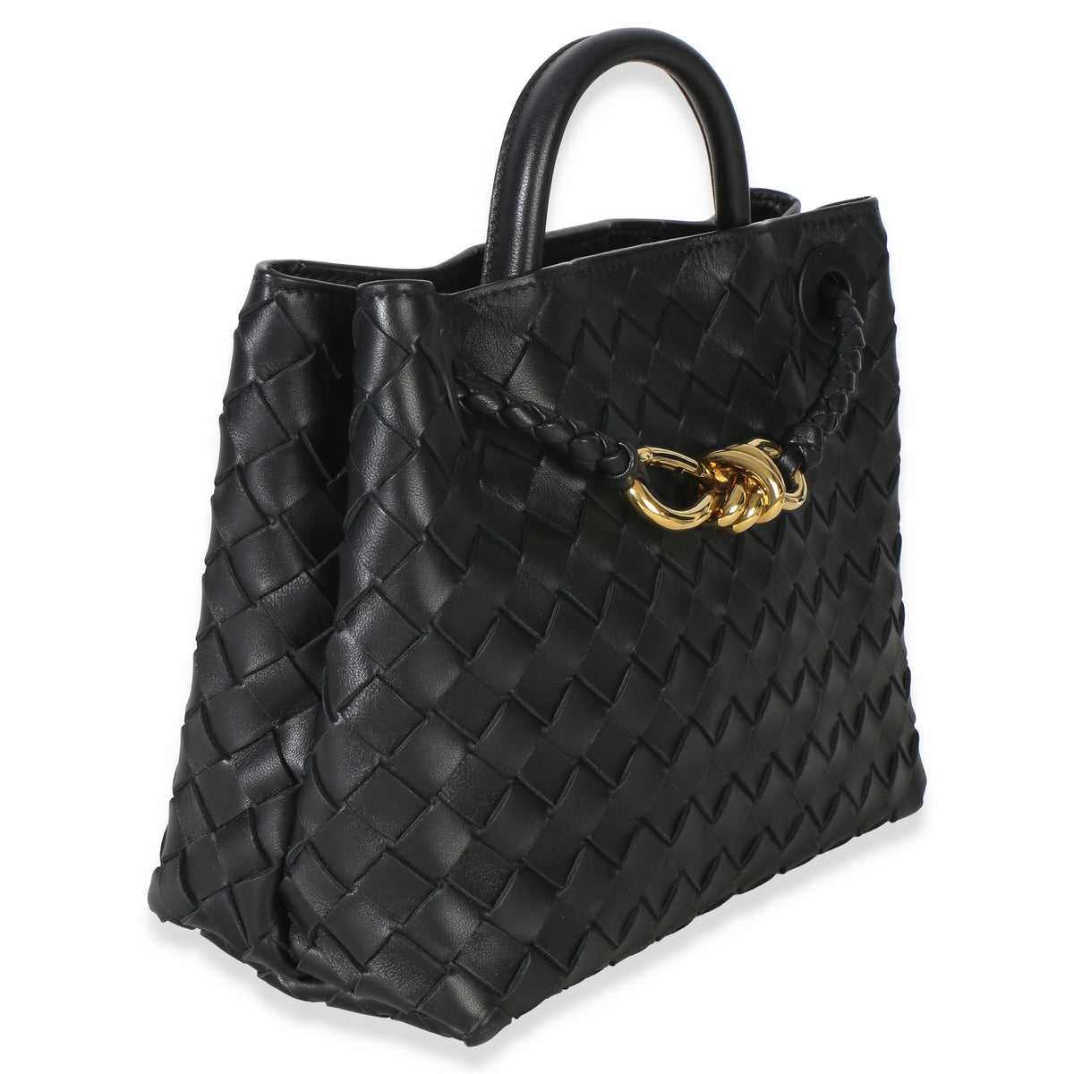 Bottega Veneta Black Nappa Intrecciato Small Andiamo Bag Handbag pv